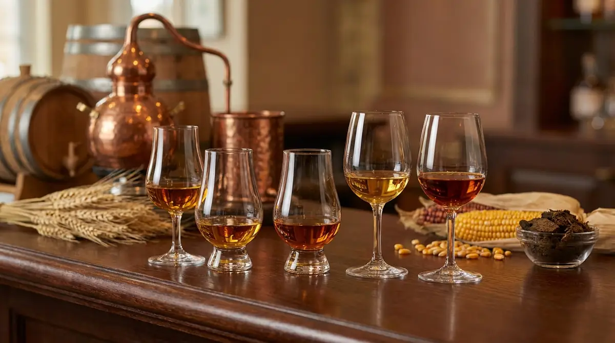 五大ウイスキーの違いを比較【原料・製法・味わい】