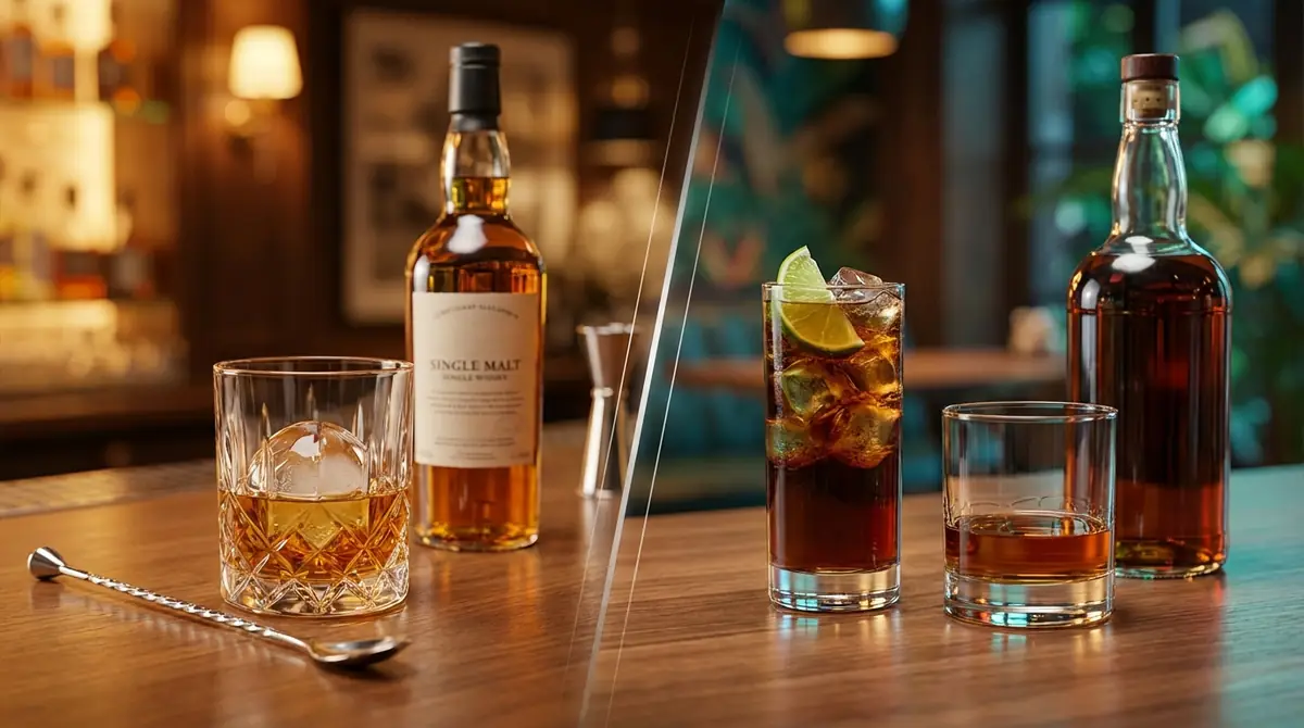 ウイスキーとラムの飲み方を比較