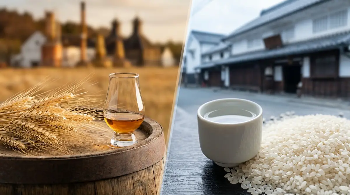 ウイスキーと日本酒の原料の違い｜大麦と米で何が変わる？