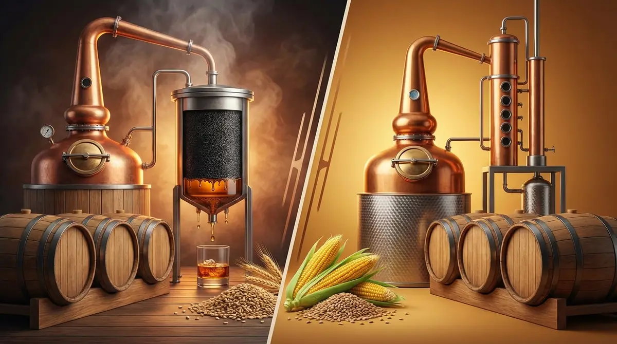 【図解】テネシーウイスキーとバーボンの製造工程を比較